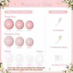 Light Pink Balloon Arch Kit, 126Pcs Baby Pink and White Balloon Garland Kit f…