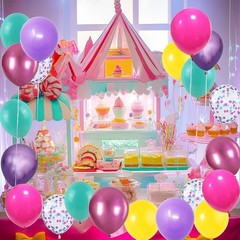 Purple Pink Blue Confetti Balloon, Balloons Party Decorations- 12in Hot Pink …