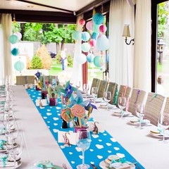 Cartoon Table Runner3 x 72 Inch Blue Sky White Cloud Tablecloth Party 1