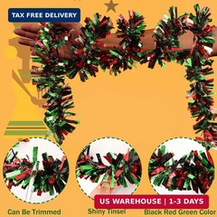 MARFOREVER Black History Month Decorations Garland, Red Green Black Tinsel Twist