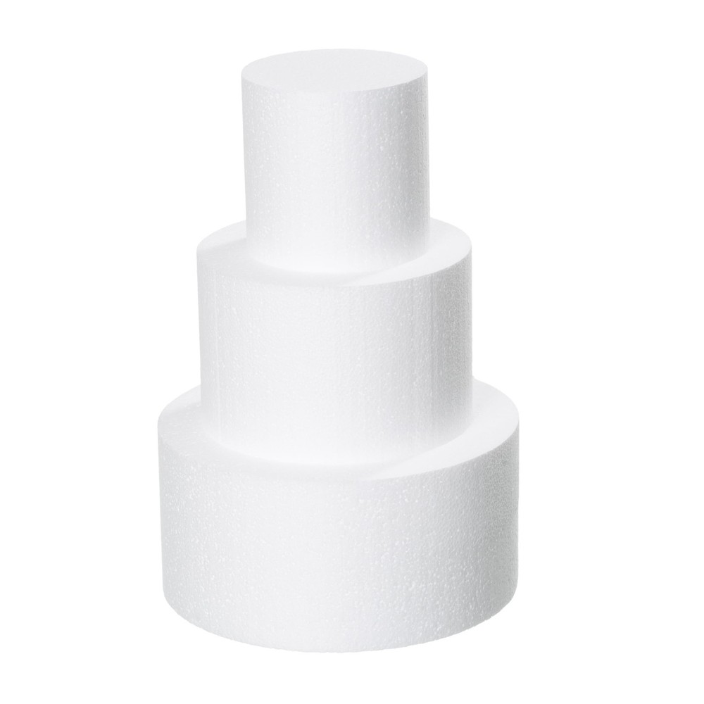3 Tiers 4″ 6″ 8″ Round Styrofoam Cake Dummies Set 12 Inch Tall White Fake Cak…