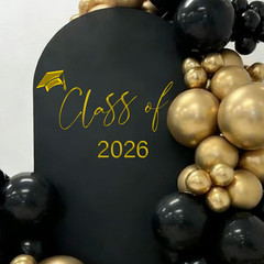 Class of 2026 Golden Decal | Graduation Party Decoration, Balloon Arch Stickers,