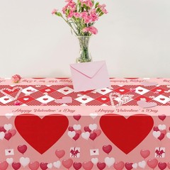 Valentine’s Day Decorations Set – Tablecloth and Backdrop Banner Bundle