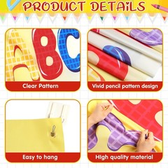 4 Pcs Kindergarten Preschool Back to School Decoration Large Abc 123 Backdrop…
