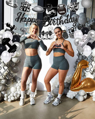 Gym Birthday Party Decorations, 30PCS Workout Gym Decor Set with Gold Muscle & D