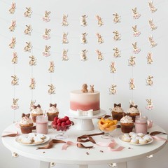 8Pcs Bunny Garland, Pink Bow Floral Bunny Garlands Cute Rabbit Theme Hanging …