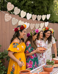 Talavera Cielito Lindo Heart Banner – 2 PCS Papel Picado Hearts Garland, Mexican