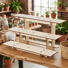 Compact 3 Tier Wooden Display Stand Fits Small Spaces and Mobile Retail Setups