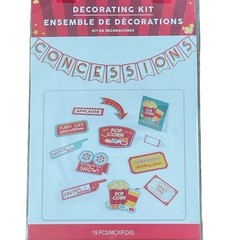 Movie Night Theme Party Decorations Bundle Banner, Swirl & Table Deco, Signs New