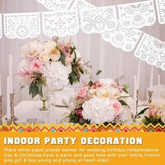 6 Pack White Papel Picado Banner Mexican Fiesta Party Wedding Decoration