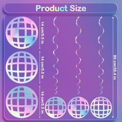 Disco Ball Hanging Swirls 48Pcs 70s Disco Party Swirl Ceiling Decorations Col…