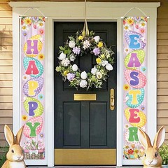71 x 12 Inches Lighted Happy Easter Door Banner Decorations, Colorful Polka D…