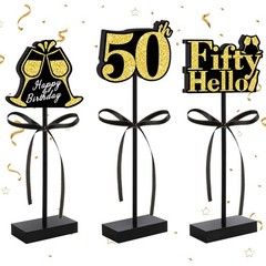 50th Black Gold Glitter Centerpieces for 50th Birthday Table Decorations,Wood…