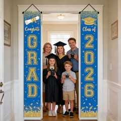 Graduation Decorations 2026 – Blue Graduation Door Banner Congrats Grad Class of
