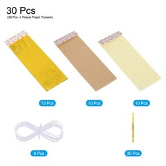 30Pcs Creamy White,Light Yellow,Bright Gold,White Tassel Garland Banner w Rope