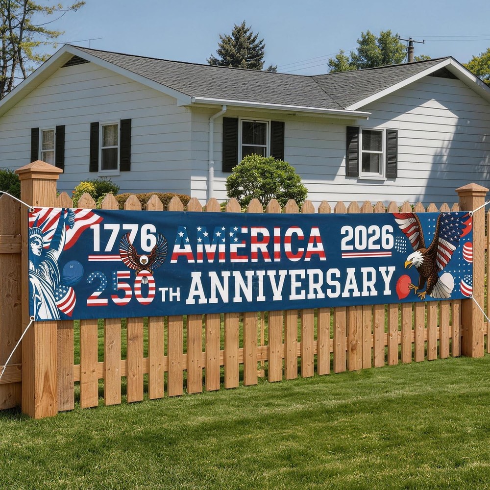 250th Anniversary Banner 120″ x 20″ America 17762026 US 250 Years Birthday Fr…