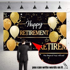 Blulu Retirement Party Decorations, Extra 72.8 x 43.3 inches, Black and Gold