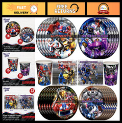 Transformers Party Supplies Set for 32 Guests – Birthday Dinnerware Plates, Napk