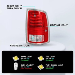 LED Tail & Halogen Headlights Set 13-18 1500 2500 3500 Chrome Amber Reflector