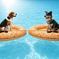 Dog Pool Float Inflatable Paw Safe Durable 55 x 35 Rope Beach Summer