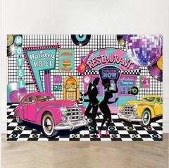 Classic 50s Rock And Roll Party Photography Backdrop Banner Background Birthday