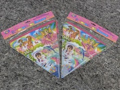 Lisa Frank *TWO PACK* Pennant Flag Banner Horse Fairy Seal Dolphin PINK Top NEW