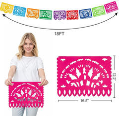 Domestar Mexican Party Decoration, 18 Feet Plastic Papel Picado Fiesta Banner Ci