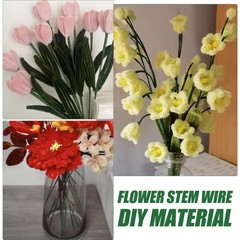 100Pcs Reusable Floral Wire Stems Metal Flower Rod DIY Flower Stem Support Green