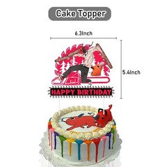 Anime Chainsaw Man Birthday Party Decorate Supplies Balloon Banner Cake Toppers