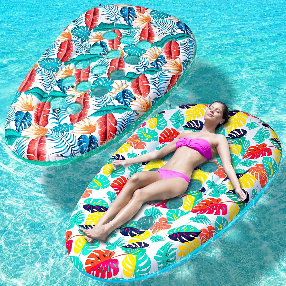 2 Pack Pool Floats Lounger, Pool Floats Adult Heavy Duty, Pool Rafts Floaties…