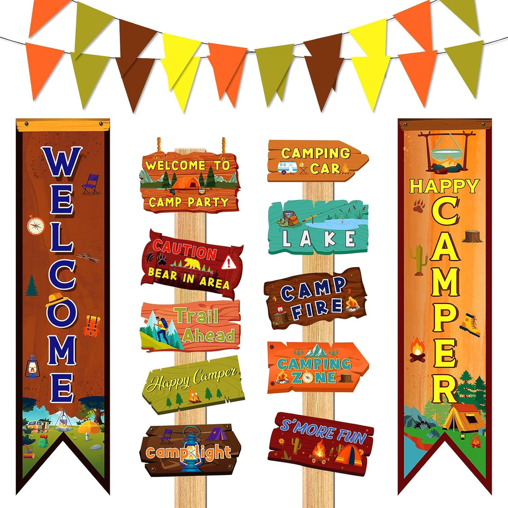 Camping Themed Party Decorations Camping Porch Sign Camper Adventure Themed