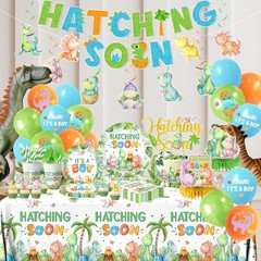 Dinosaur Baby Shower Tableware Includes Tablecover, Utensils, Decorations