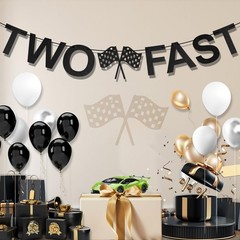 TWO FAST Happy Birthday Banner, Themed Party Supplies M, as the picture shows