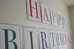 MidCentury Modern Minimalistic Colorful Happy Birthday Banner