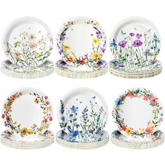 96 Pcs Spring Wildflower Paper Plates Disposable 7 Inch Floral Dinner Plates …