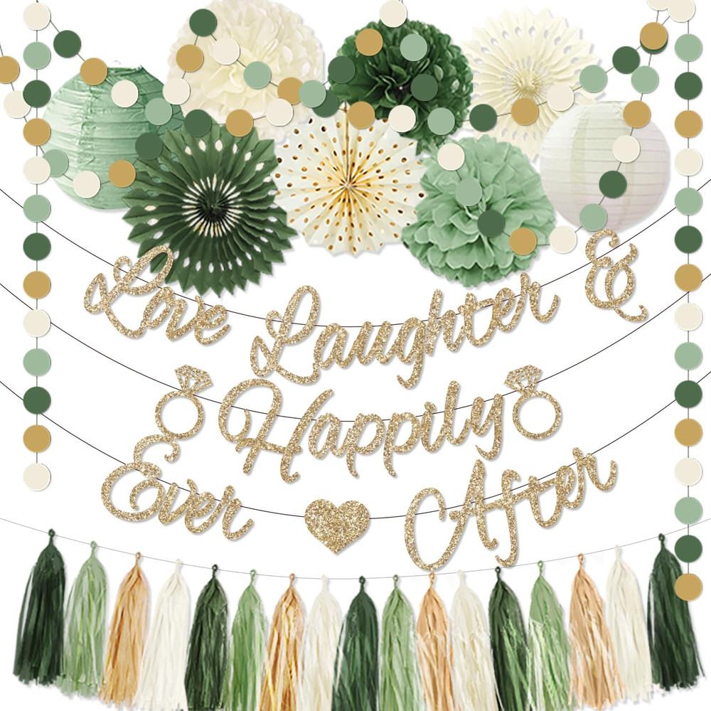Bridal Shower Decorations,Sage Green Bridal Shower Decorations Includes Love Lau