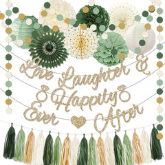 Bridal Shower Decorations,Sage Green Bridal Shower Decorations Includes Love Lau