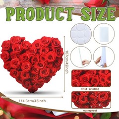 Bucherry 3.8 ft Red Roses Heart Cardboard Cutout Stand-up Life Size Large Hea…