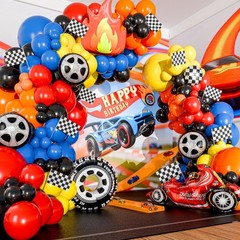 ALL-IN-1 Race Car Balloon Arch Kit with BONUS Flame & Race Car for Hot Wheels…
