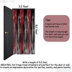 Black Red Party Streamers Backdrop – Foil Fringe Tinsel for Stranger/Friday P…