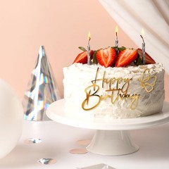 Gold Happy Birthday Cake Toppers Acrylic Sign Decorations Party Dessert 10 PCS