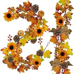 2 Pack Fall Maple Leaf Garland – 6ft/Piece Artificial Berries Sunflower Pumpkin