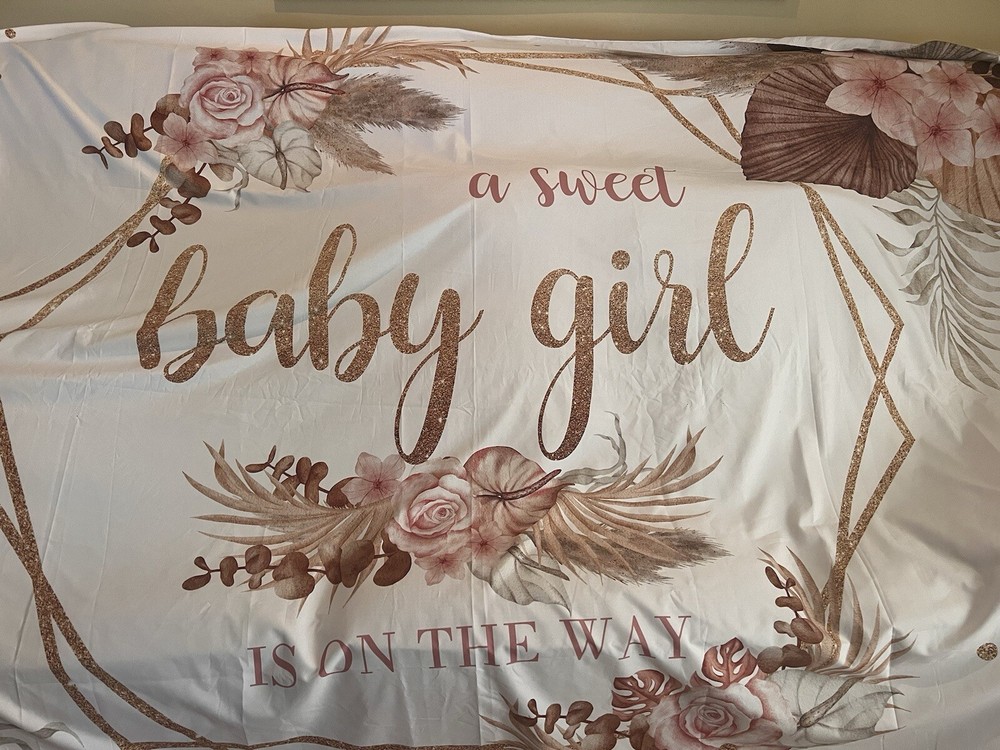 Baby Girl Tablecloth 40×60 Inches It’s A Baby Girl Shower Announcement Surprise