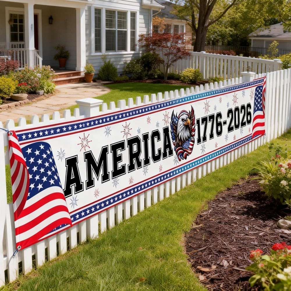 250Th Anniversary Banner, 1776-2026 USA Patriotic Outdoor Sign, 4Th of July Home