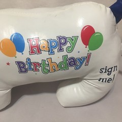 Happy Birthday 11″ Long Autograph Plush Stuffed Dog No Pen