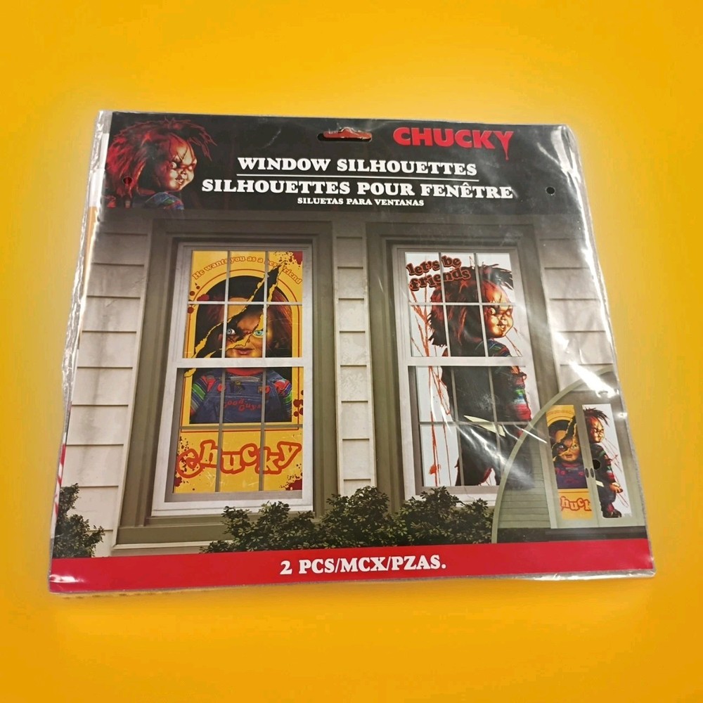Chucky Child’s Play Window Silhouettes Door Cover Halloween Horror Scene 33.5×65