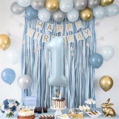 Big Number 1 Balloons, Light Matte Sky Blue Foil 1 Balloon Numbers 40 Inch, G…