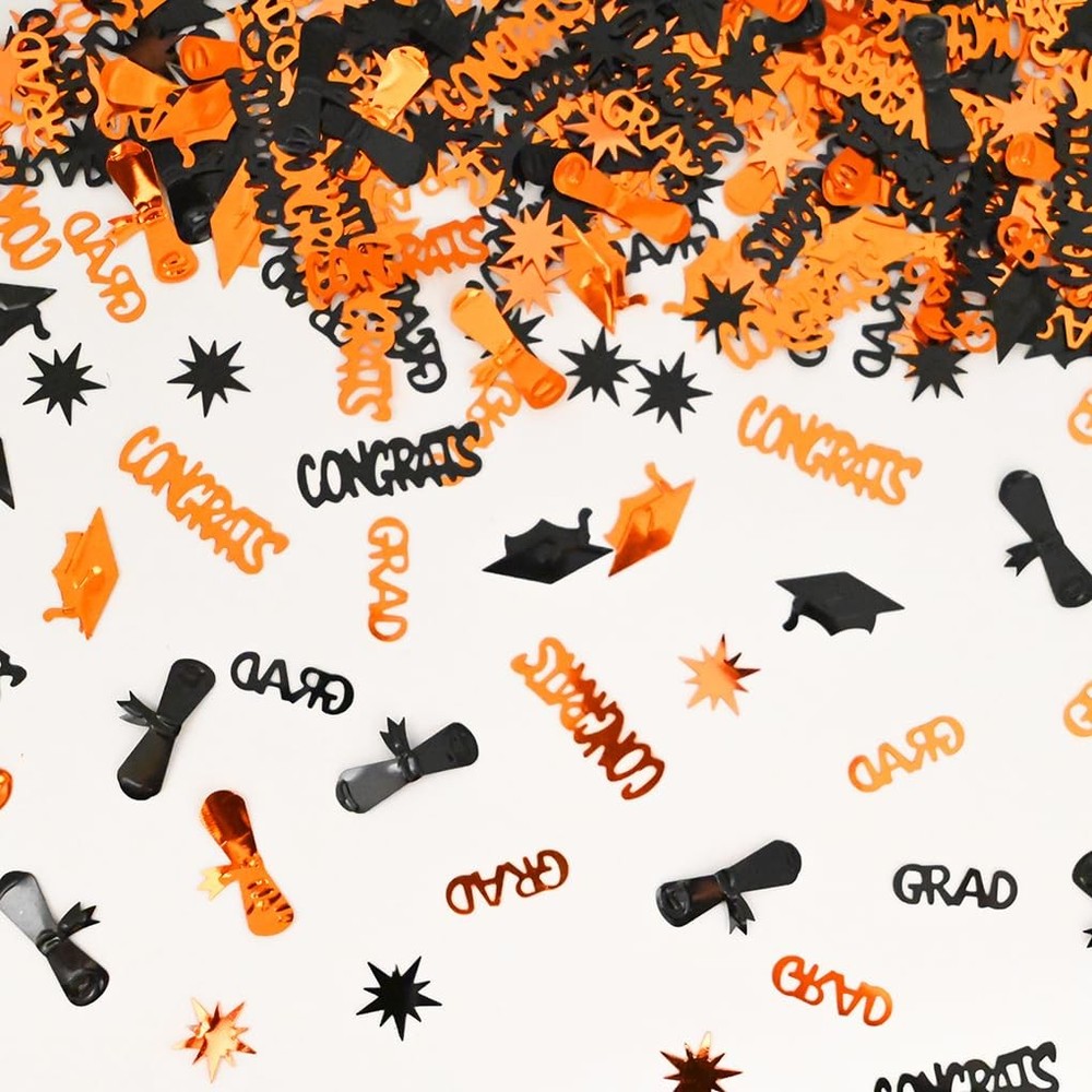 Orange Black Graduation Confetti Class 2026 Table Decorations Centerpieces