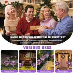 Solar Garden Lights Outdoor, 4 Pack Purple Lavender Solar Butterfly Lights Ga…