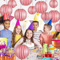 12 Pcs Carnival Circus Decorations Red Red and White Striped Classicl Style